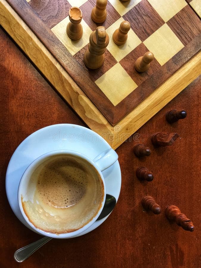 Chess set out of coffee grounds