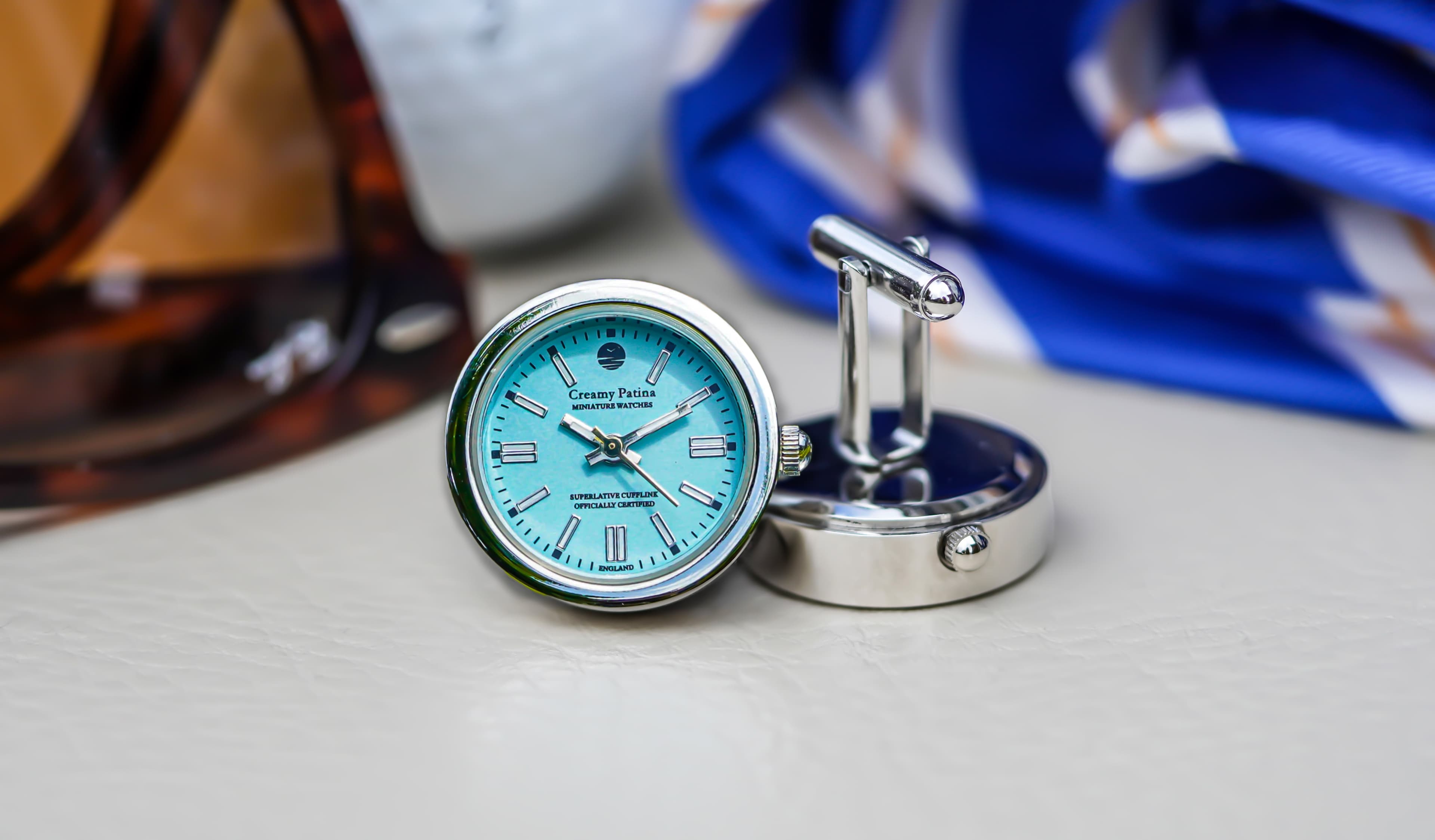 Creamy Patina: Miniature Luxury Watch Cufflinks!
