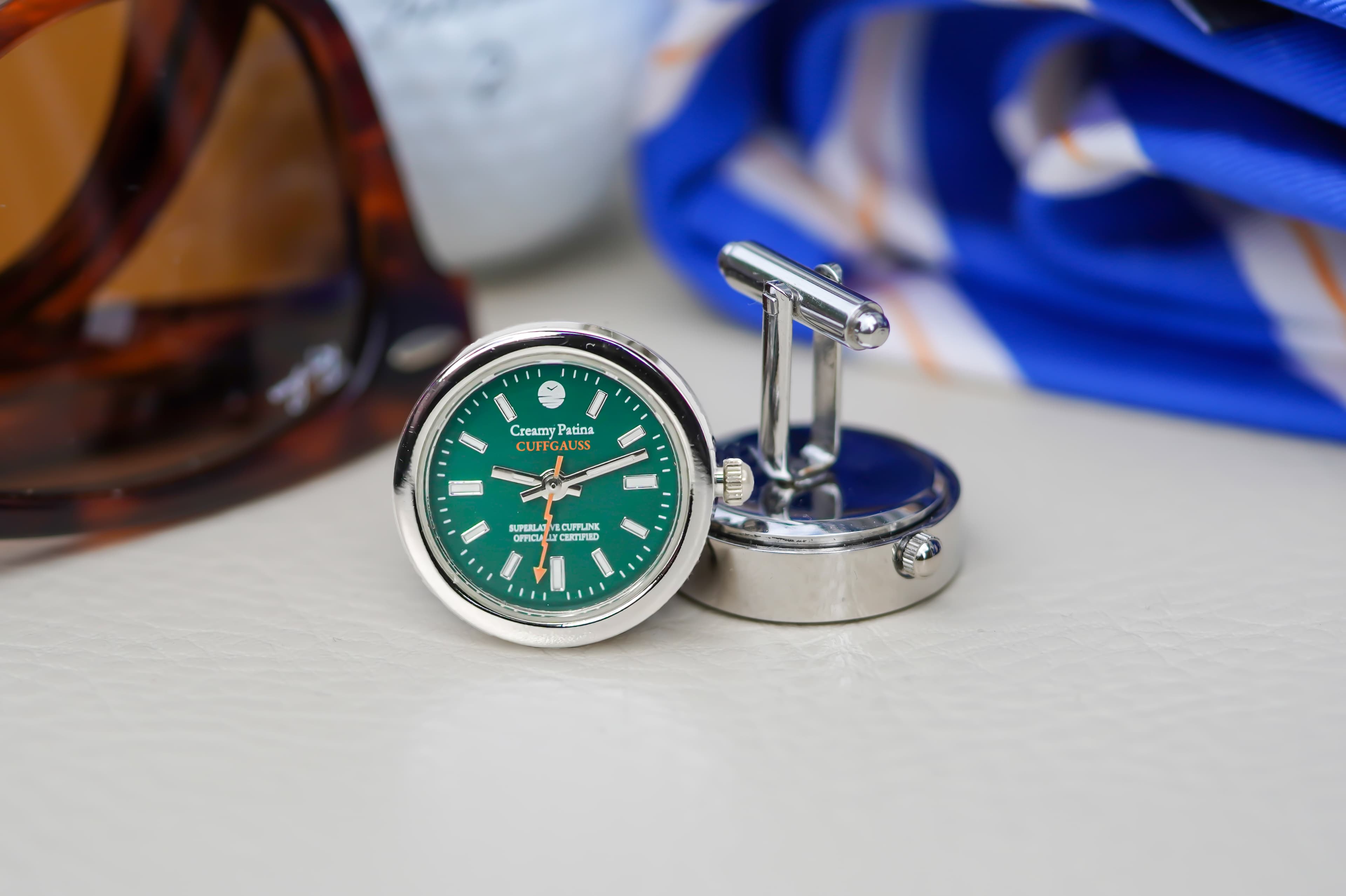 Creamy Patina: Miniature Luxury Watch Cufflinks!