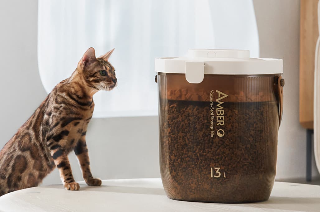 The Amber Vacuum-Seal Storage Bin for Pet Food
