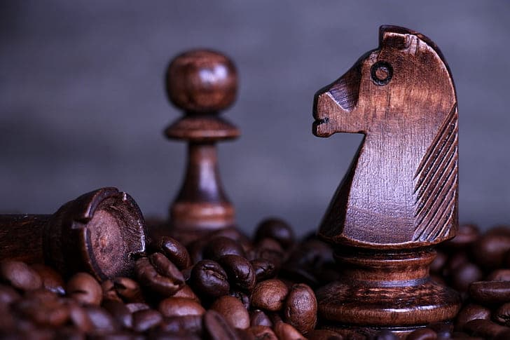 Chess set out of coffee grounds
